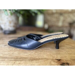 Two Lips LIA Black Leather Kitten Heel Mules Women’s Size 7.5M Made in Brazil
